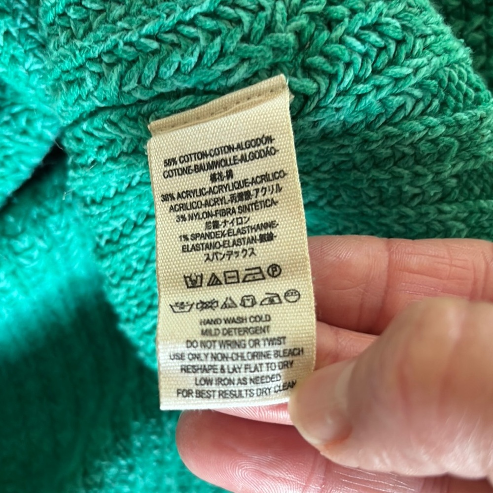 Free People Oversized Green V-Neck Chunky Knit Sweater Med/Large - Picture 15 of 15